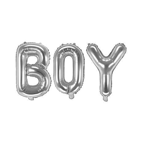 Boy - tekst 14" pakket i sæt - sølv