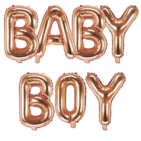Baby boy - tekst 14" pakket i sæt - rose guld