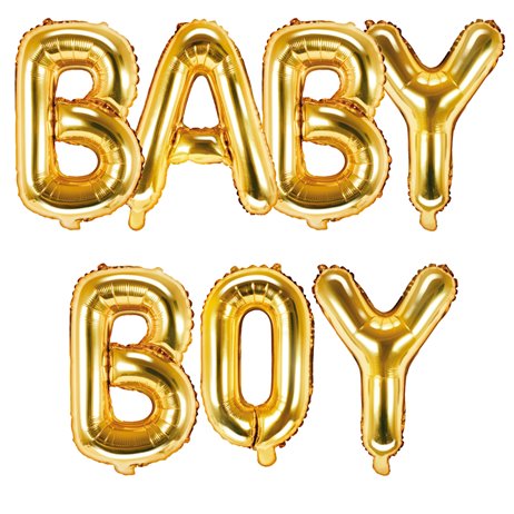 Baby boy - tekst 14" pakket i sæt - guld
