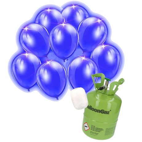 10 stk Blå led lys balloner med Helium