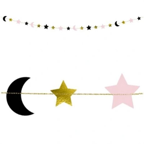 1,9m Guirlande med Stjerner og måner