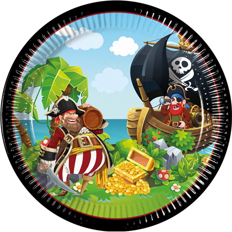 8 stk Paptallerkner Island Pirates 23 cm