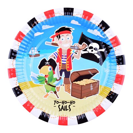 8 stk Paptallerkner Pirates 18 cm