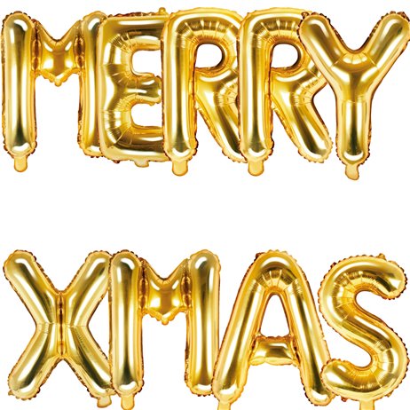 Merry xmas - tekst 14" pakket i sæt - guld Merry xmas - tekst 14" pakket i sæt - guld