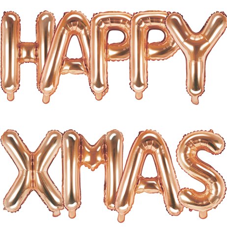 Happy xmas - tekst 14" pakket i sæt - rose guld Happy xmas - tekst 14" pakket i sæt - rose guld