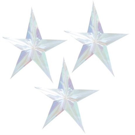 3 stk Genanvendelige Holografiske Stjerne 38 cm