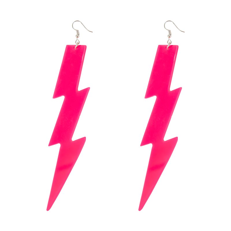 Øreringe neon pink lyn 12 cm