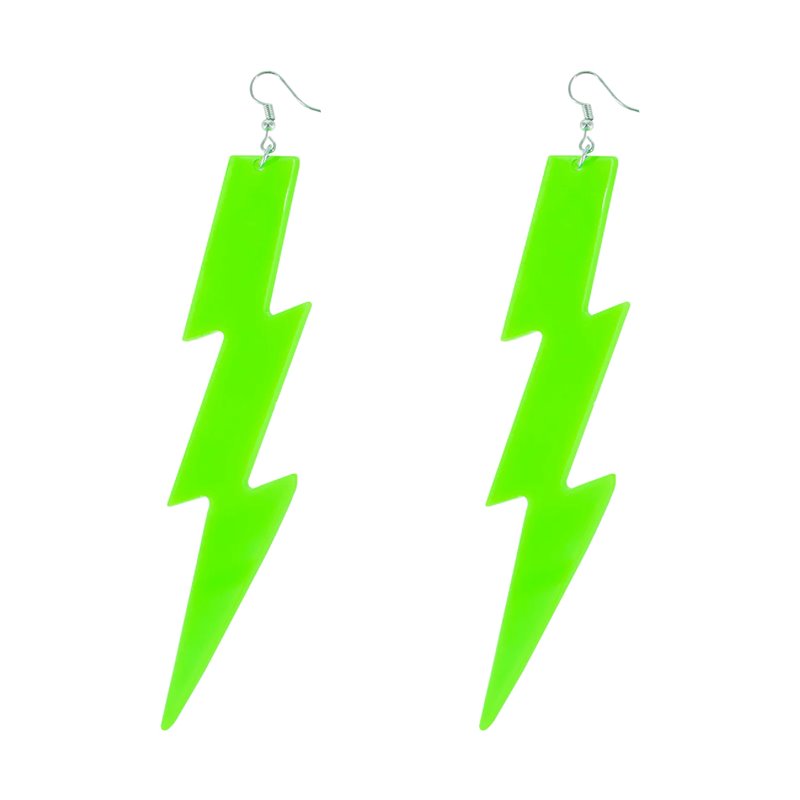 Øreringe neon grøn lyn 12 cm