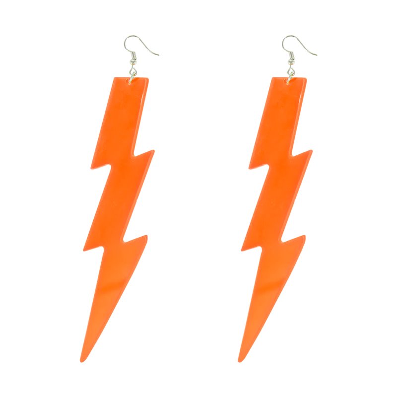 Øreringe neon orange lyn 12 cm