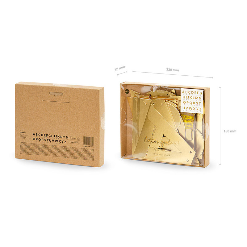 Alfabetbanner i guld 14 cm Alfabetbanner i guld 14 cm