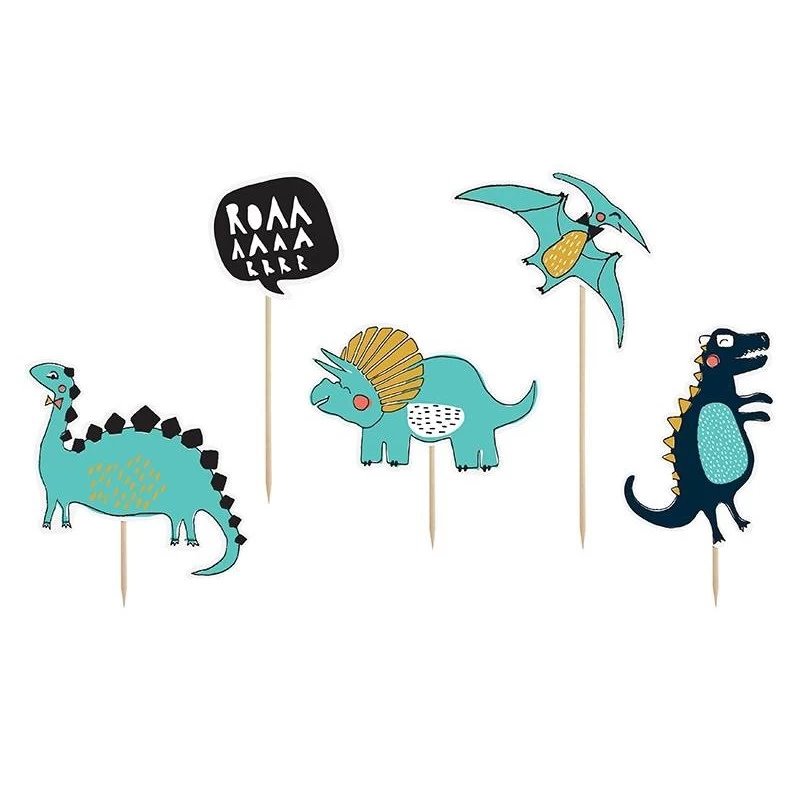 5 stk Cake topper Dinosaurs tema