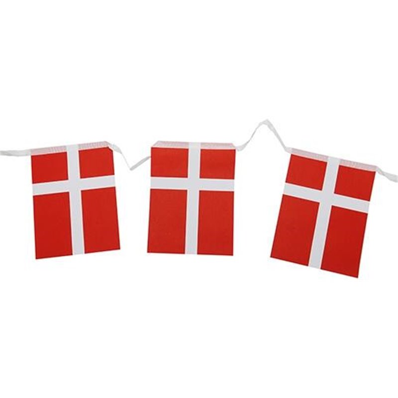 2,5 meter Flagguirlande Danmark - 8 stk flag 20x15 cm