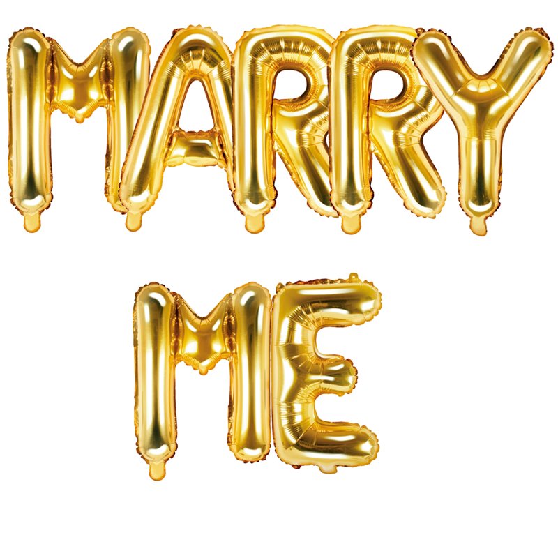 Marry me - tekst 14" pakket i sæt - guld