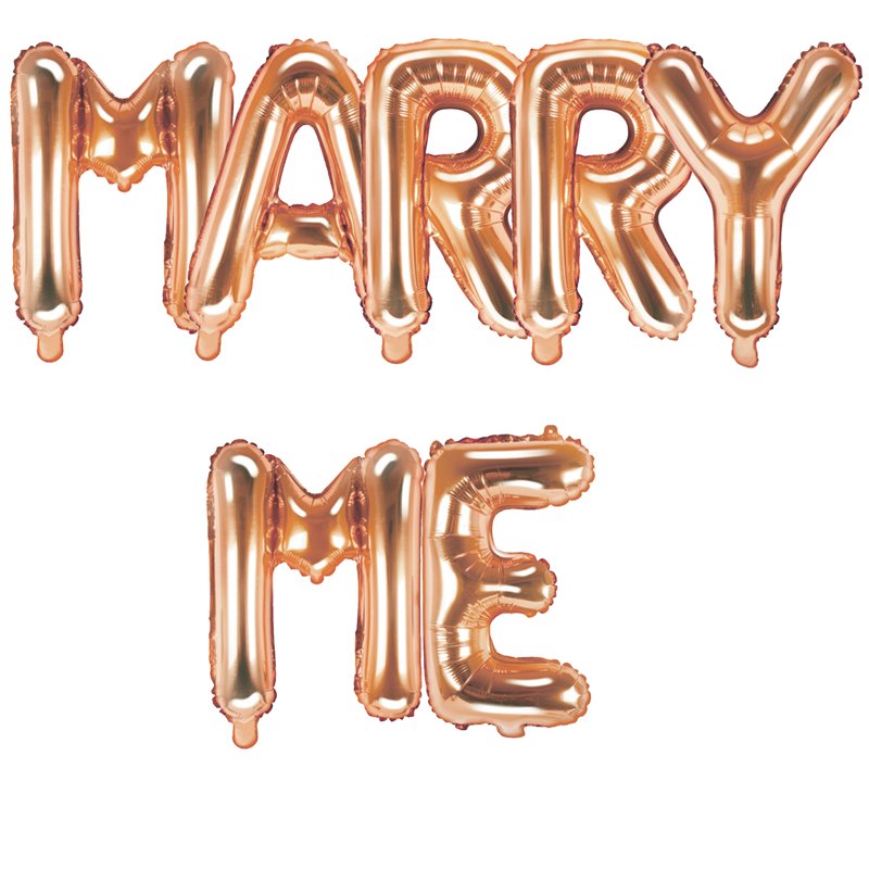 Marry me - tekst 14" pakket i sæt - rose guld