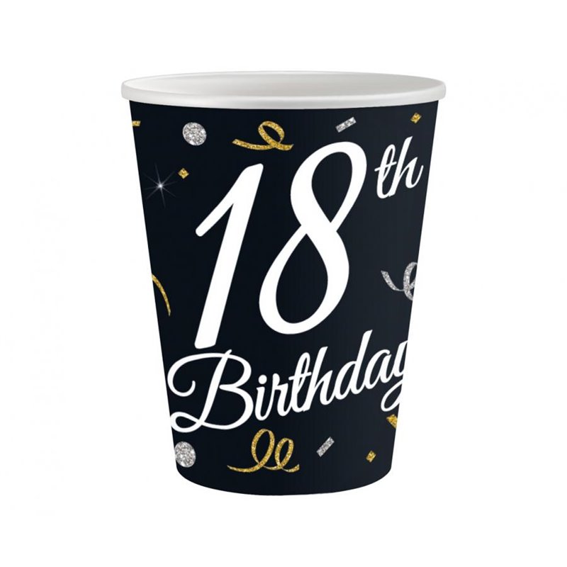 6 stk Papkrus - 18 års Birthday 220ml - sort 6 stk Papkrus - 18 års Birthday 220ml - sort