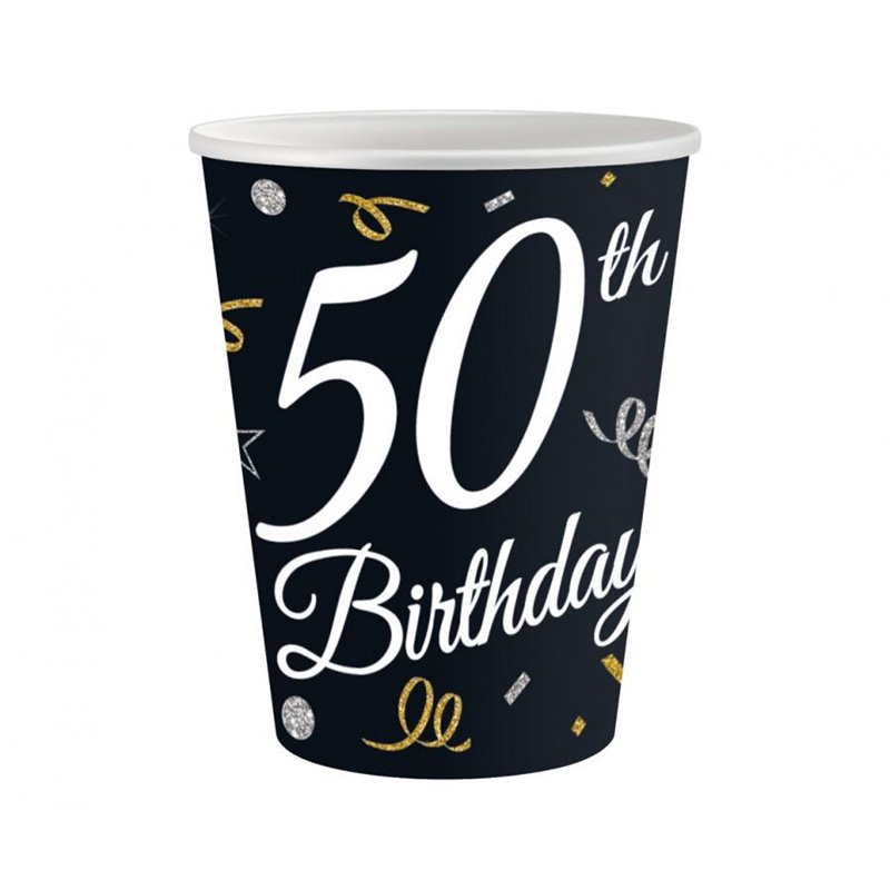 6 stk Papkrus - 50 års Birthday  220ml - sort