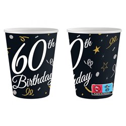 6 stk Papkrus - 60 års Birthday 220ml - sort 6 stk Papkrus - 60 års Birthday 220ml - sort
