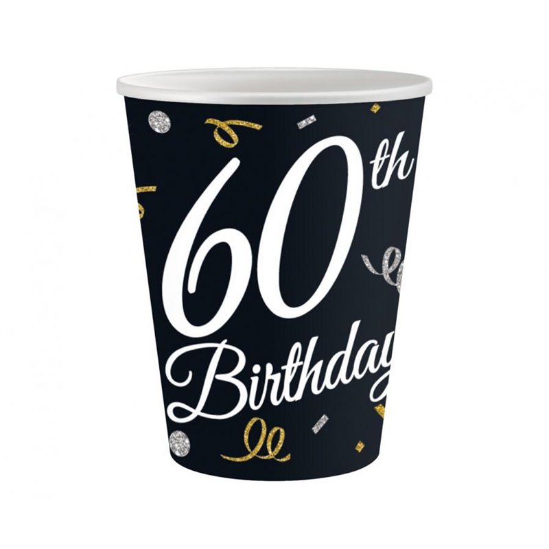 6 stk Papkrus - 60 års Birthday  220ml - sort