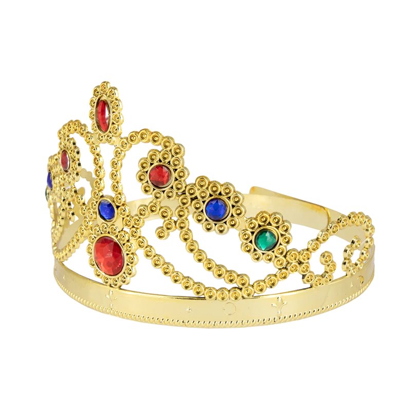 Elegant Prinsessekrone med røde og blå Diamanter - Perfekt Festtilbehør