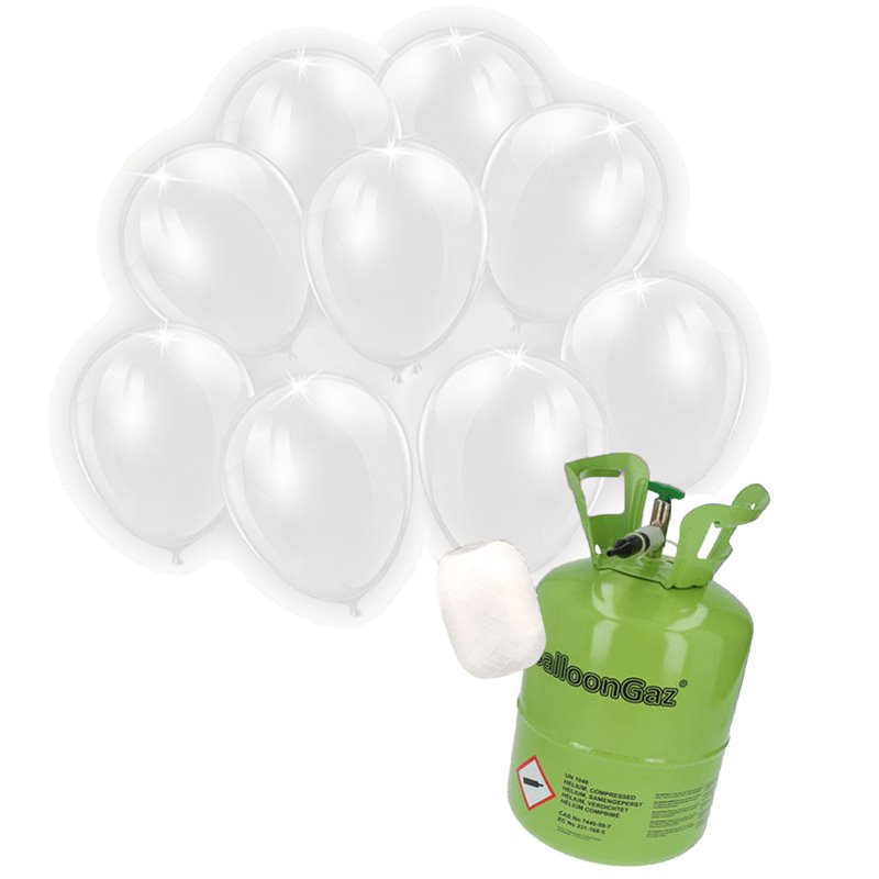 10 stk Hvid led lys balloner med Helium