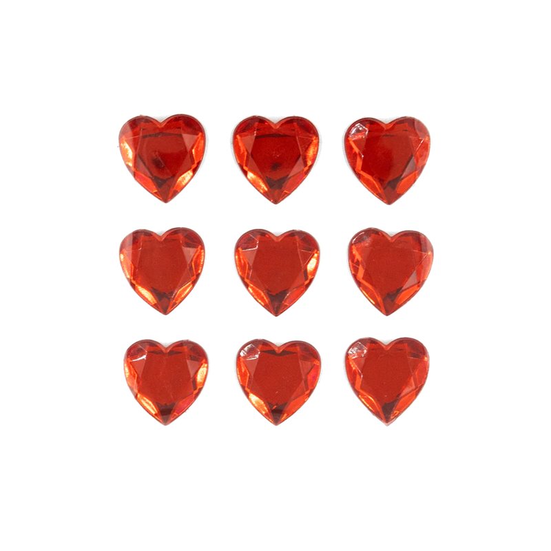 9 stk Romantiske Røde Diamant Hjerteklistermærker - Perfekt til Festlige Lejligheder