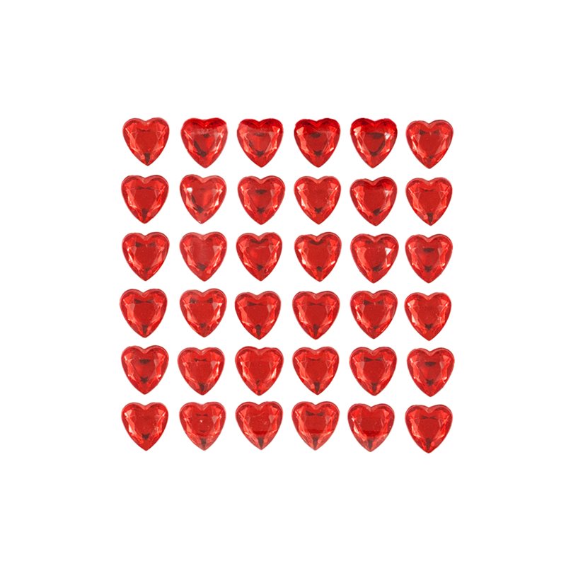 36 stk Romantiske Røde Diamant Hjerteklistermærker - Perfekt til Festlige Lejligheder