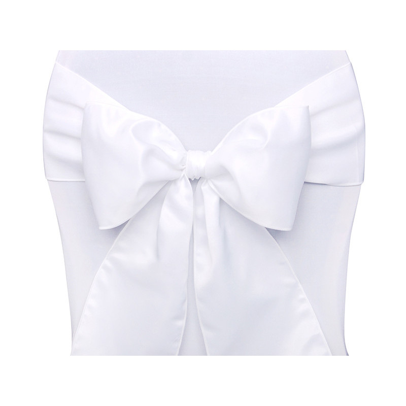 10 stk Satin Hvide Stolesløjfer - Tilføj et strejf af luksus til dine fester med vores elegante stolesløjfer.