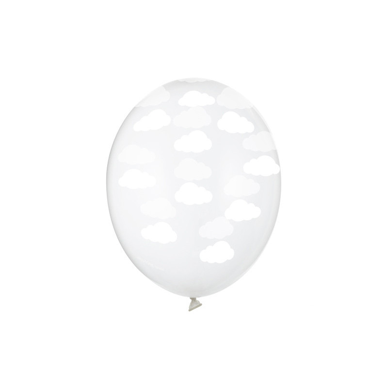 50 stk Krystal klar balloner med hvide skyer