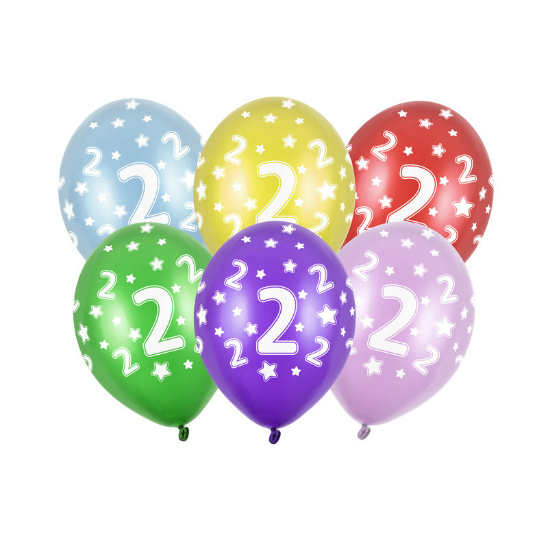 6 stk. 2 års fødselsdag mix Metallice balloner