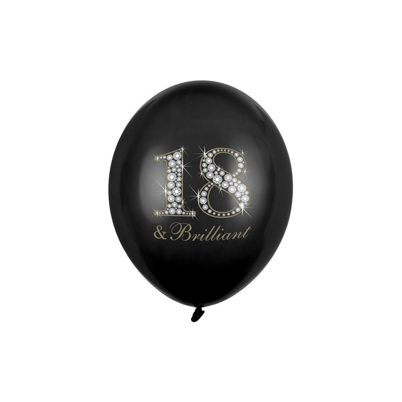 6 stk 18 & Brilliant! fødselsdag balloner