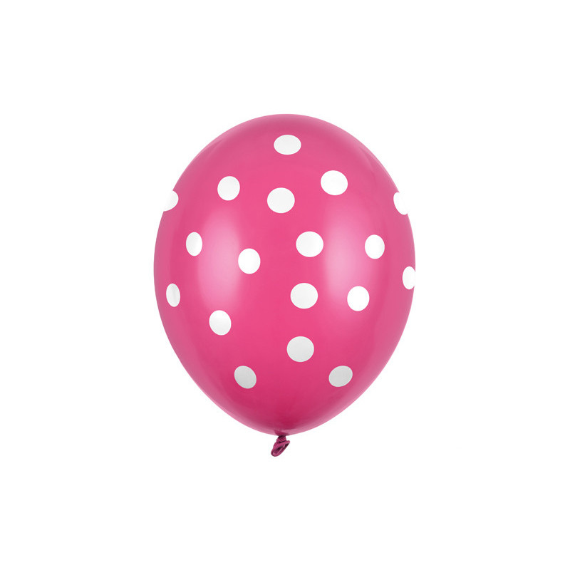 50 stk Hot pink balloner med hvide prikker