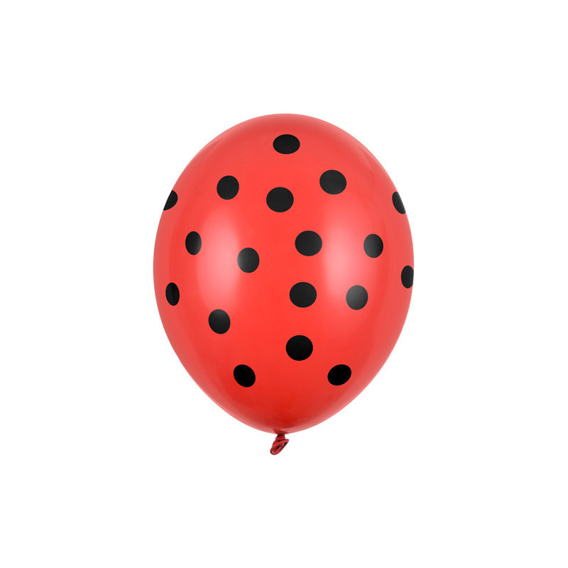 50 stk Røde balloner med sort prikker