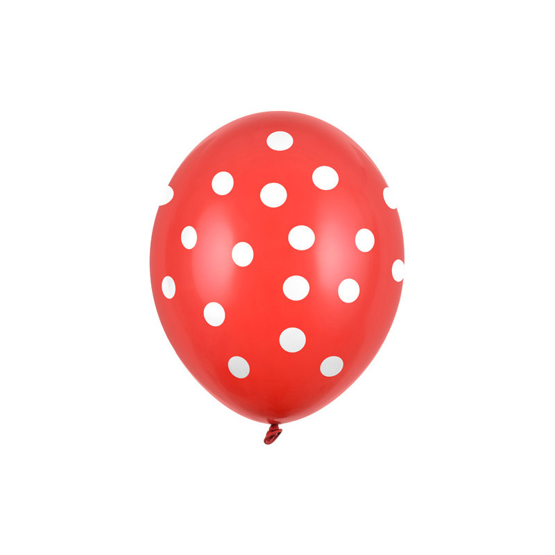 50 stk Røde balloner med hvide prikker