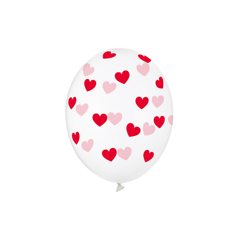 50 stk Krystal klar balloner med røde hjerter