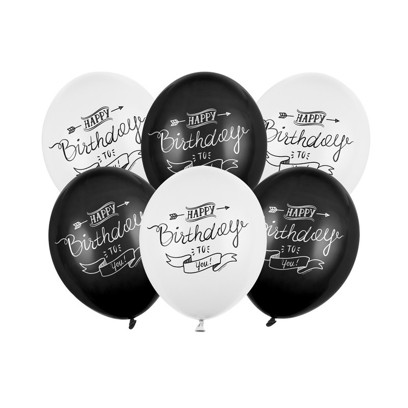 6 stk. Happy Birthday tattoo design balloner