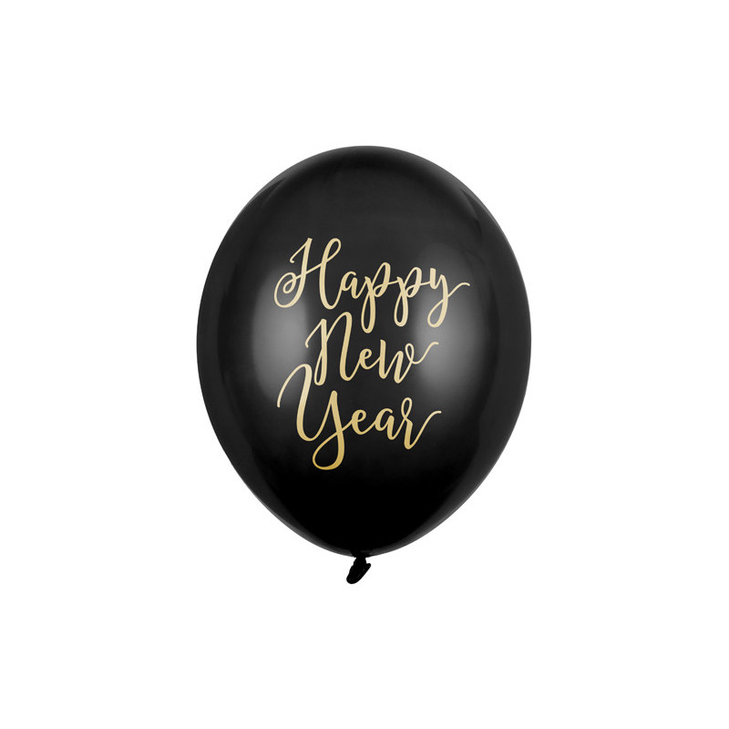 50 stk. Balloons 30cm, Happy New Year, Pastel Black (1 pkt / 50 pc.)"