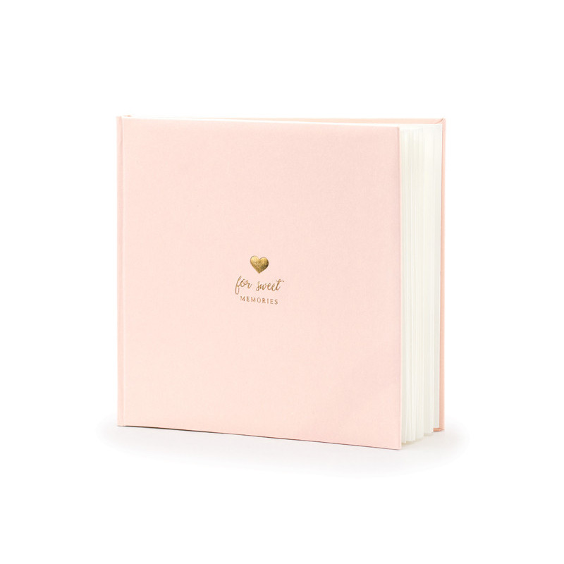 Gæstebog rosa med guld skrift - For sweet memories