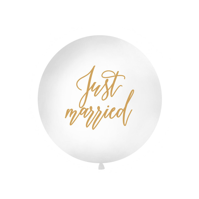 1 stk Kæmpe ballon "Just married"- 1 meter hvid
