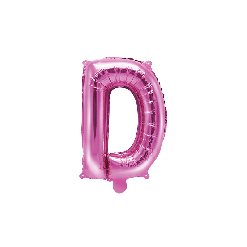 Hot pink D bogstav ballon -  ca 35 cm