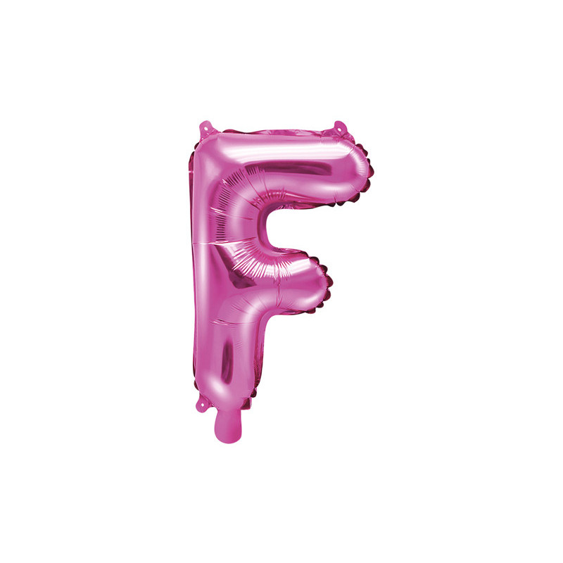 Hot pink F bogstav ballon -  ca 35 cm