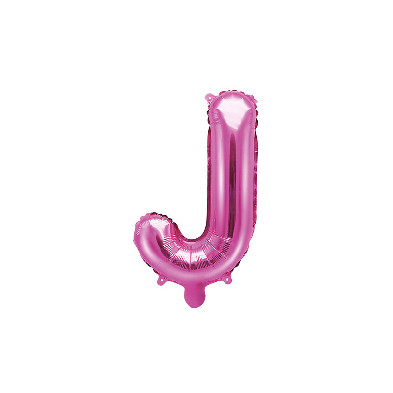 Hot pink J bogstav ballon -  ca 35 cm