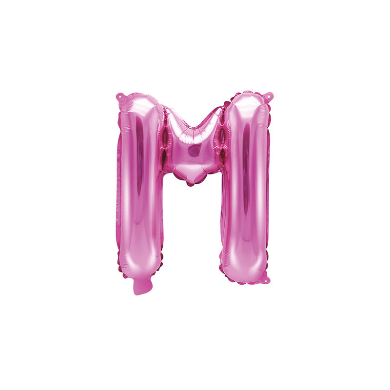 Hot pink M bogstav ballon -  ca 35 cm