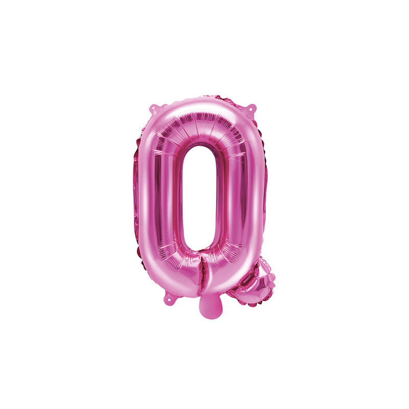 Hot pink Q bogstav ballon -  ca 35 cm