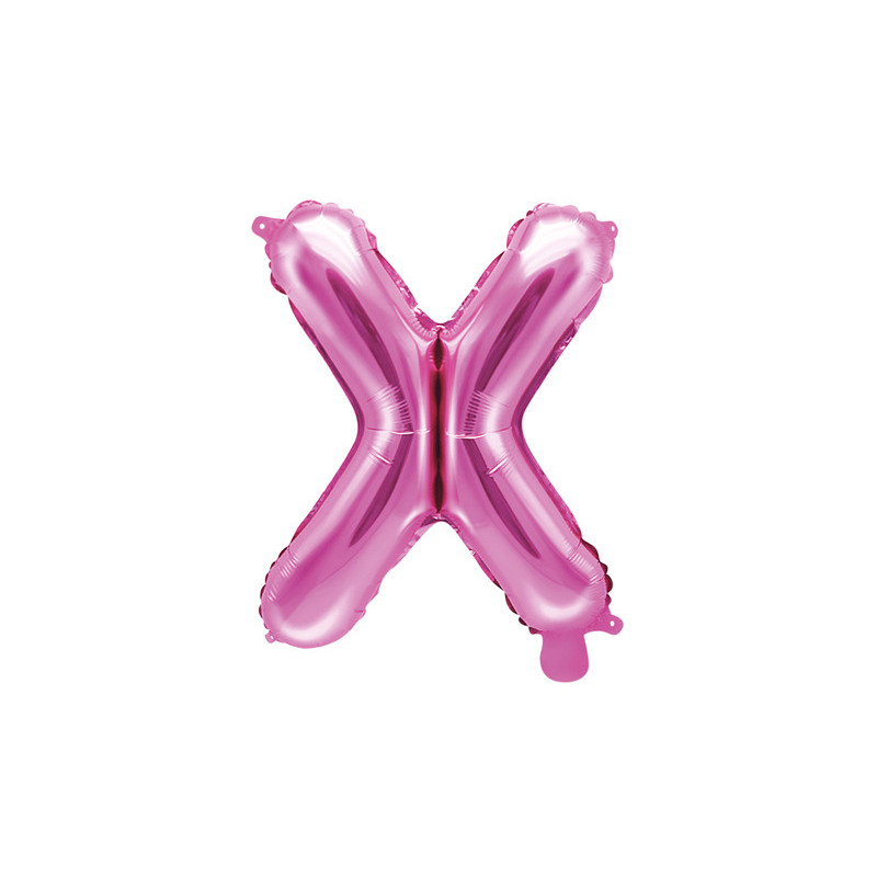 Hot pink X bogstav ballon -  ca 35 cm