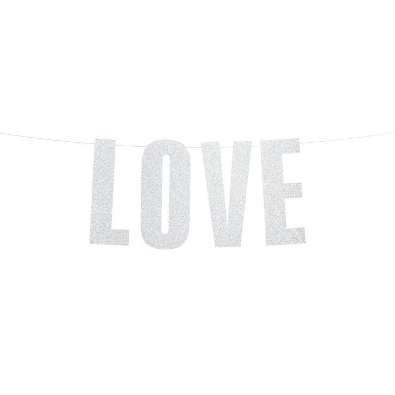 Kærlighedsbanner - Love - Sølv 21 x 55 cm 