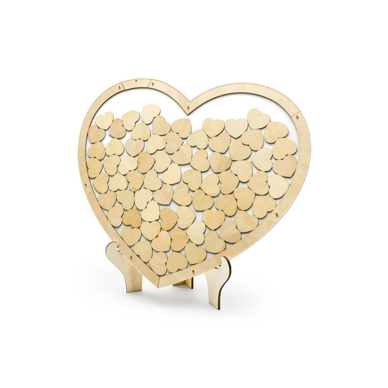 Træ gæstebog - hjerte med 50 hjerter