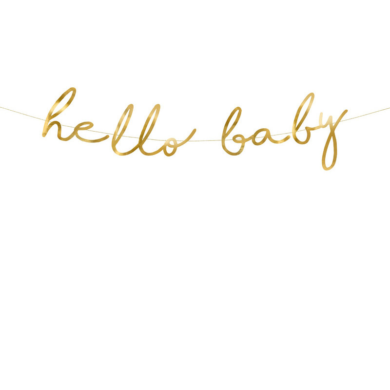 Hello baby banner - 70 cm - guld