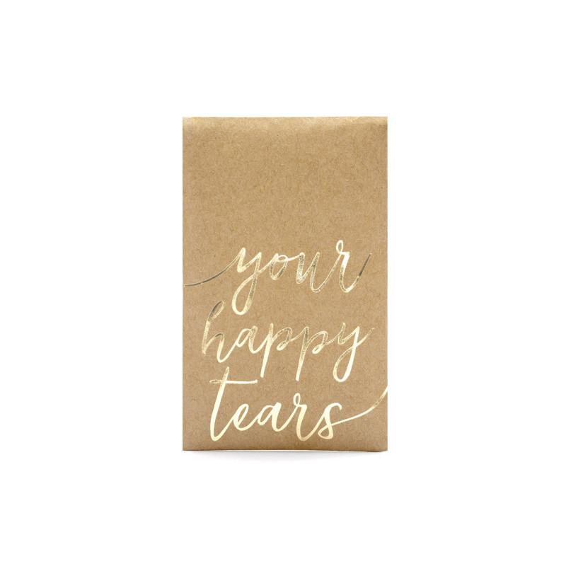 10 pk Happy Tears Lommetørklæder - Lommetørklædeholder med Guld skrift 10 pk Happy Tears Lommetørklæder - Lommetørklædeholder med Guld skrift