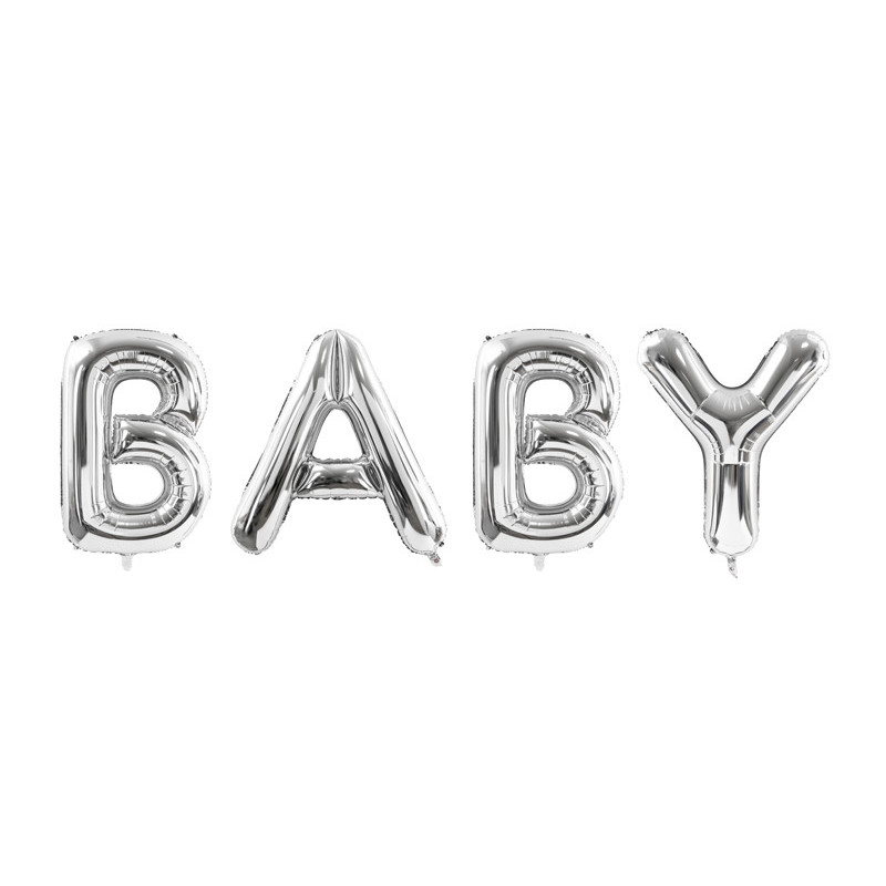 Baby - tekst 103" sølv - folieballon