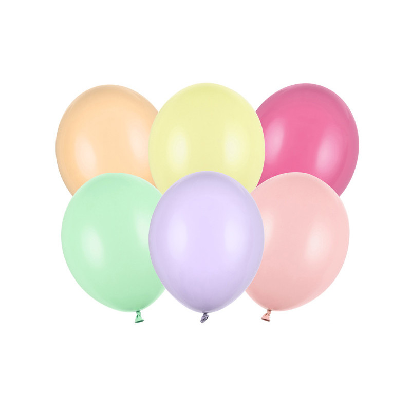 100 stk Standard mix pastelfarvet balloner - str 10"